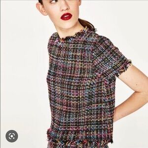 Zara Colorful Tweed Blouse